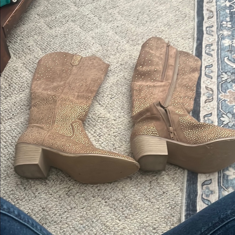Studded Tan Suede Boots